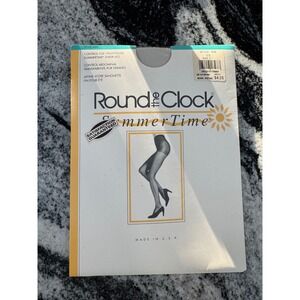 Round the‎ Clock Summertime Sheer Leg Pantyhose Control Top Sandal Toe Size C